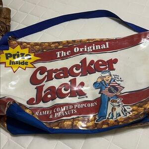 Vintage Cracker Jack tote bag,clear vinyl over canvas